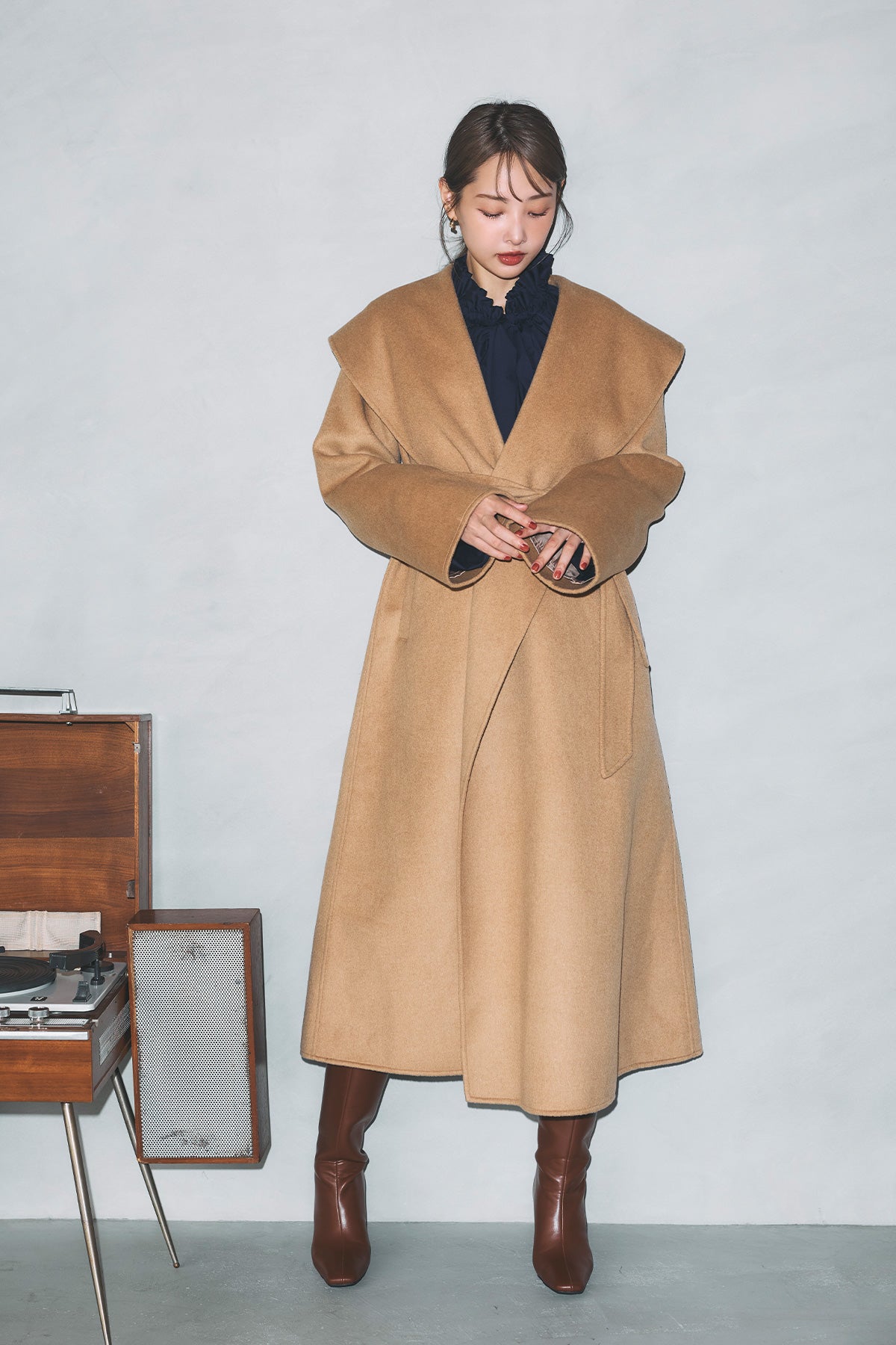 モデル身長：172cm サイズ：M カラー：camel