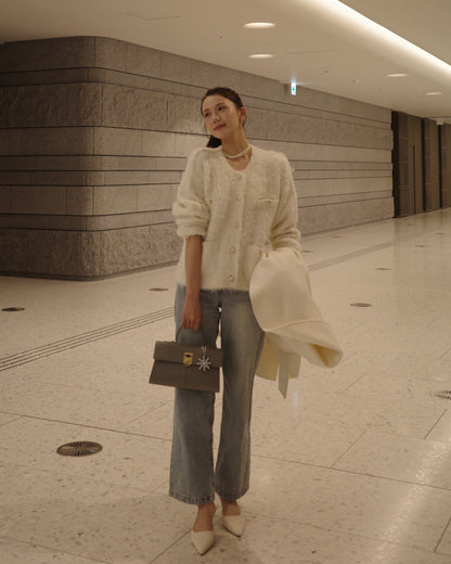 パールボタンアルパカカーディガン