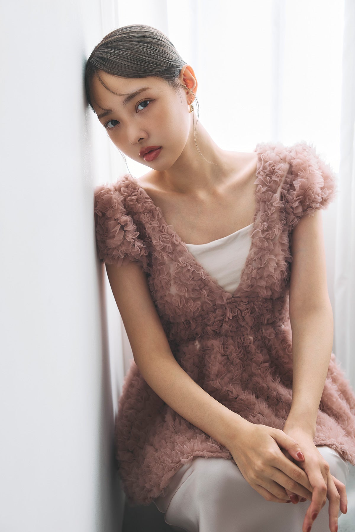 モデル身長：160cm　サイズ：FREE　カラー：pink
