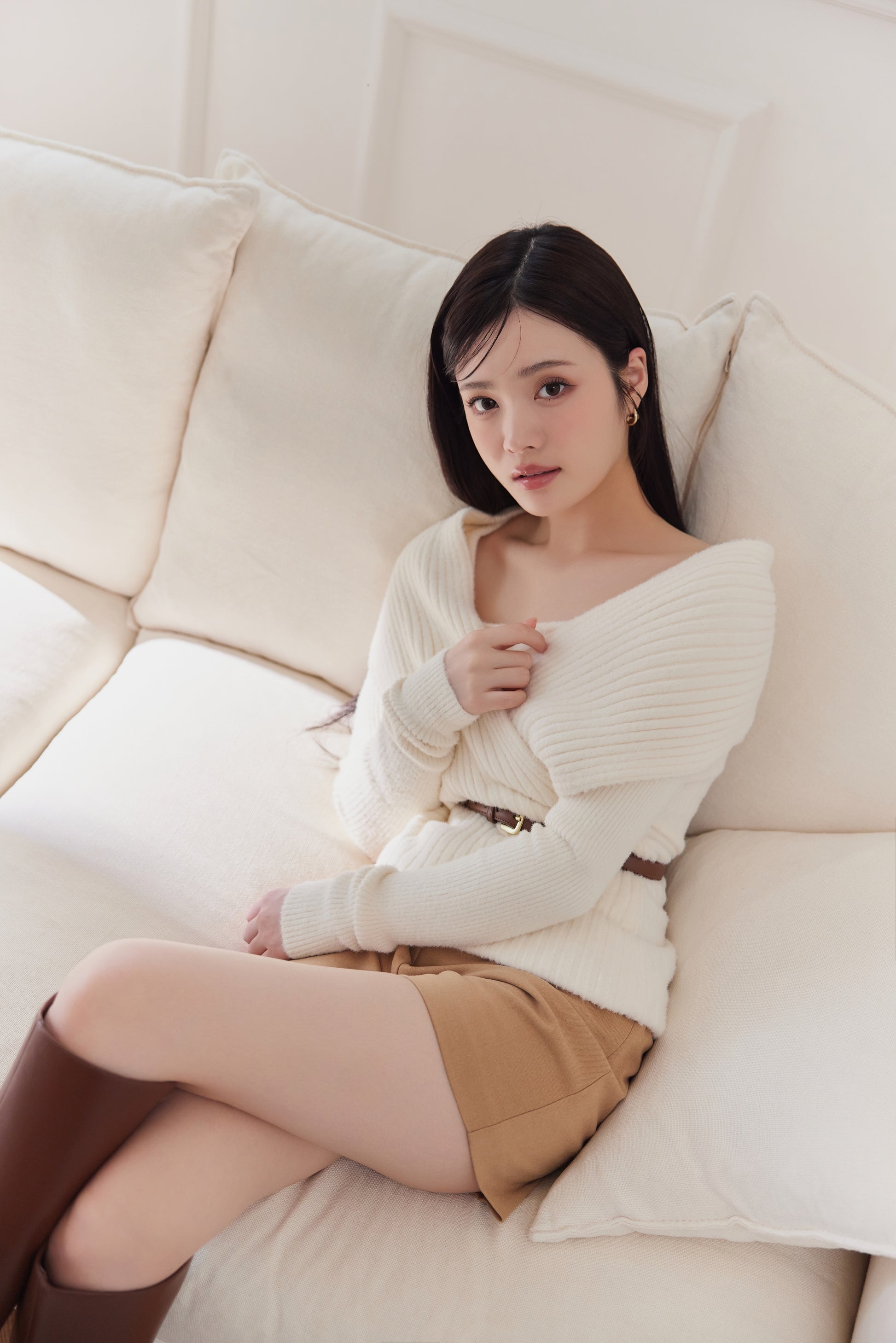 モデル身長：164cm サイズ：S カラー：camel