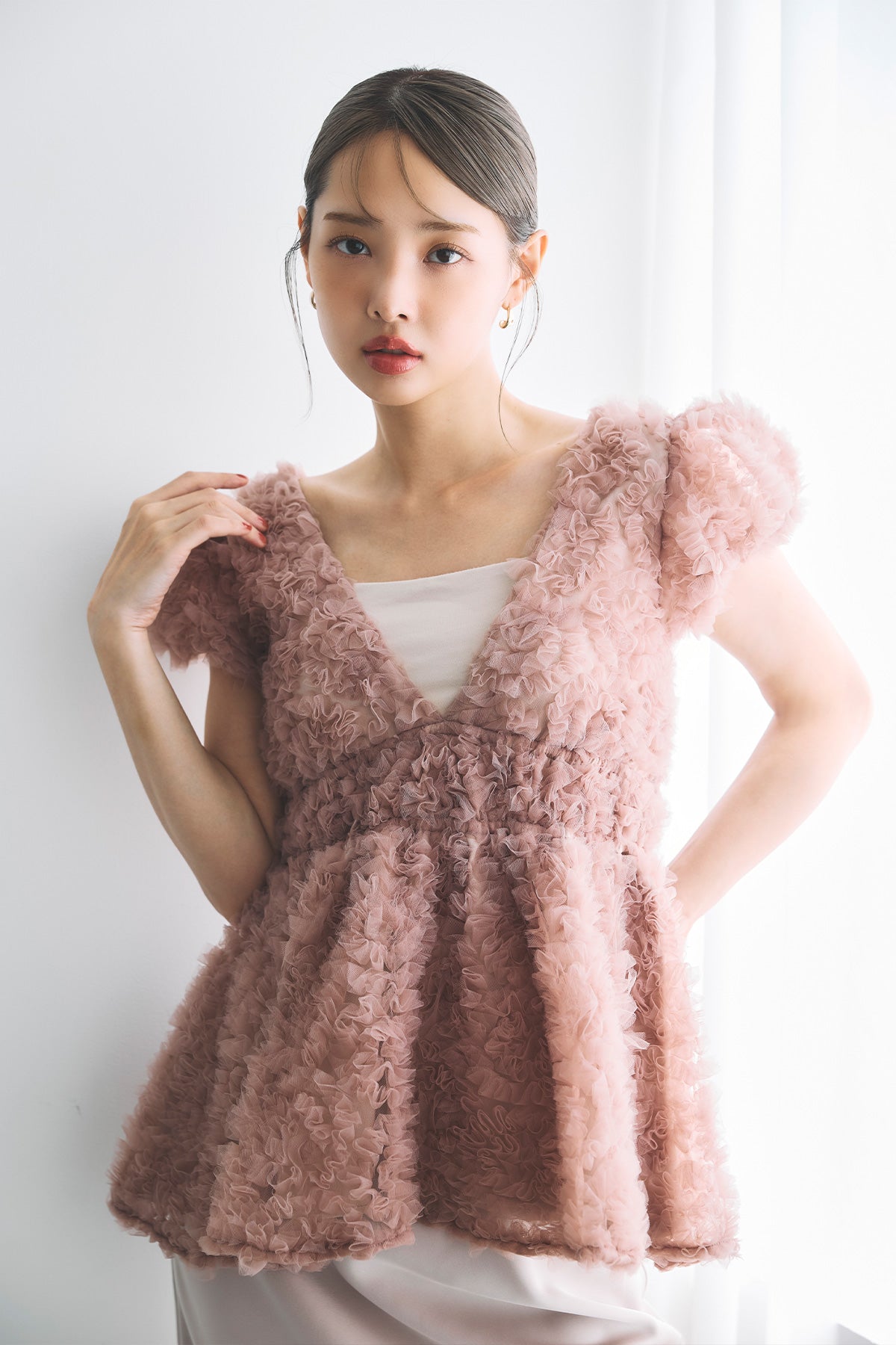 モデル身長：160cm　サイズ：FREE　カラー：pink