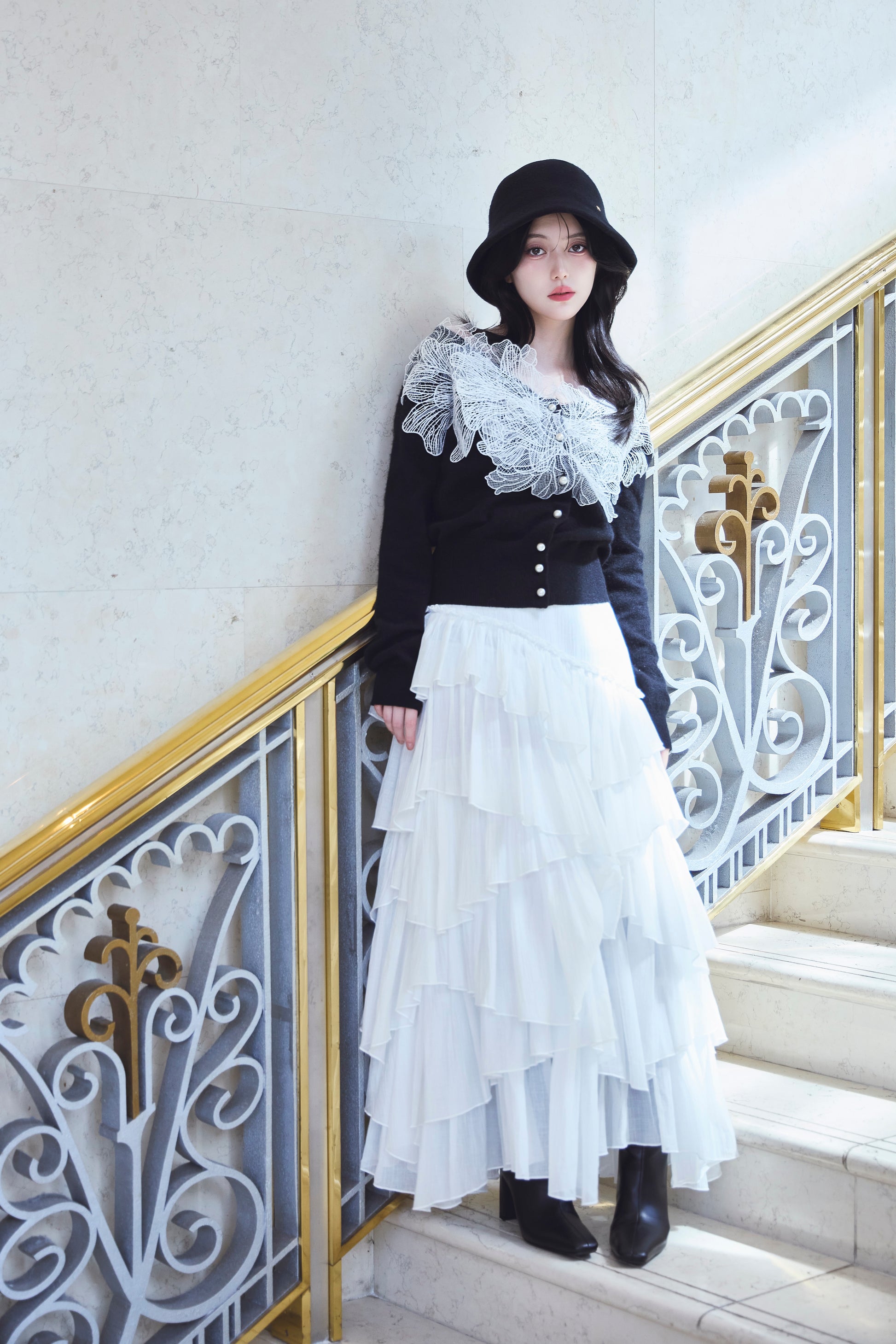 モデル身長：157cm 【トップス】カラー：black