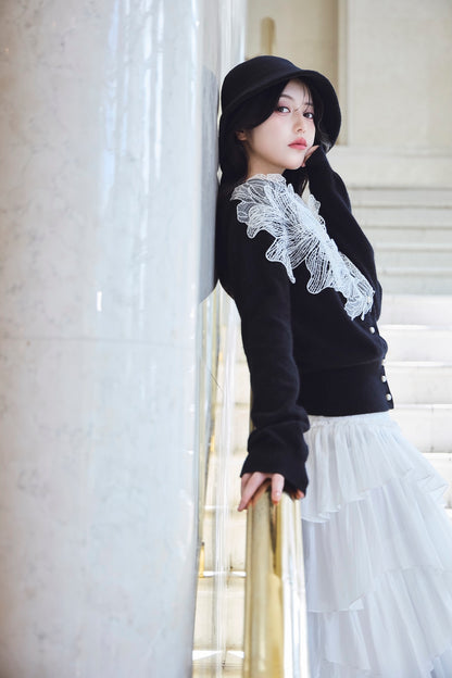 モデル身長：157cm 【トップス】カラー：black 【ボトムス】カラー：off white サイズ：SM