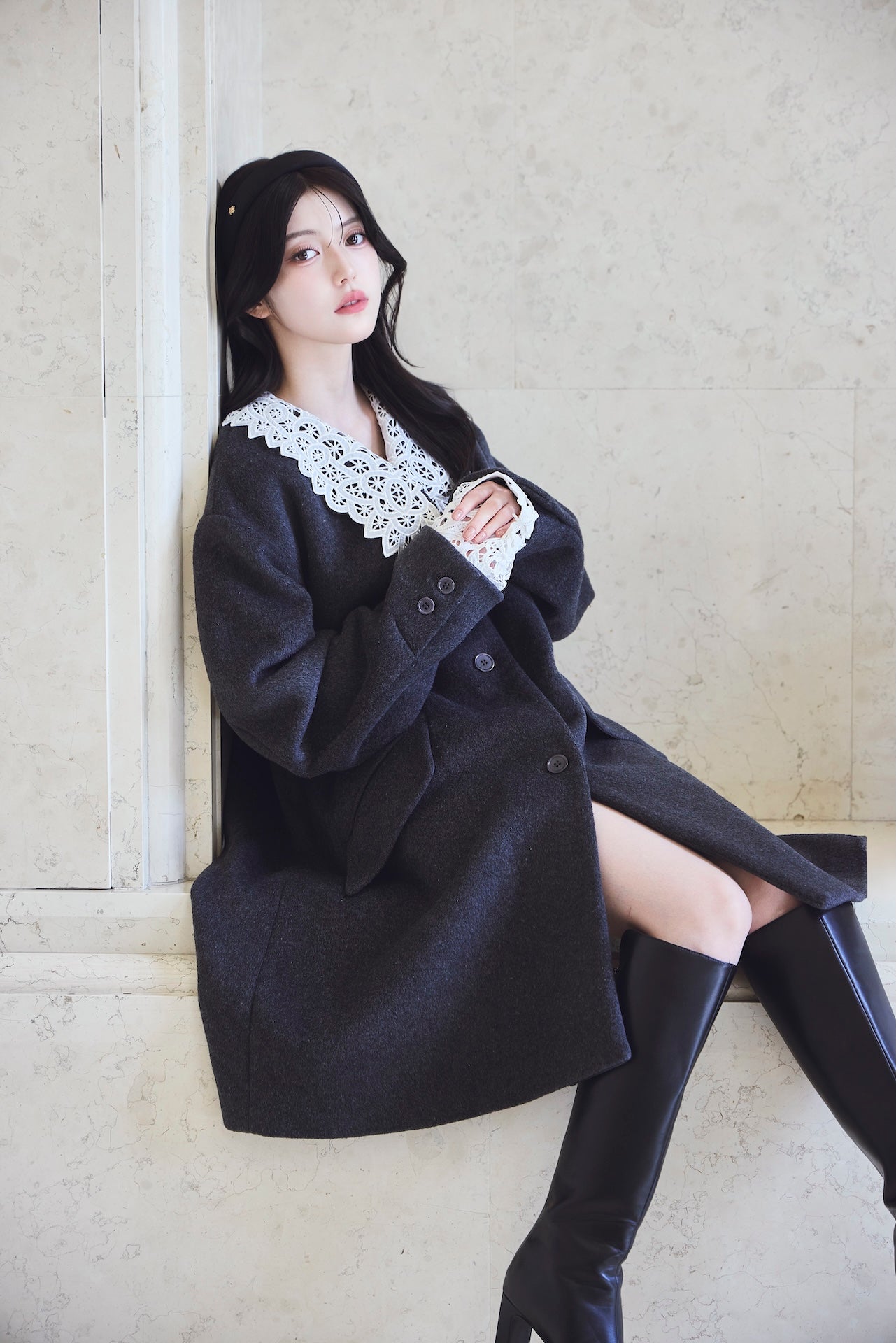 モデル身長：157cm 【アウター】カラー：grey サイズ：MM