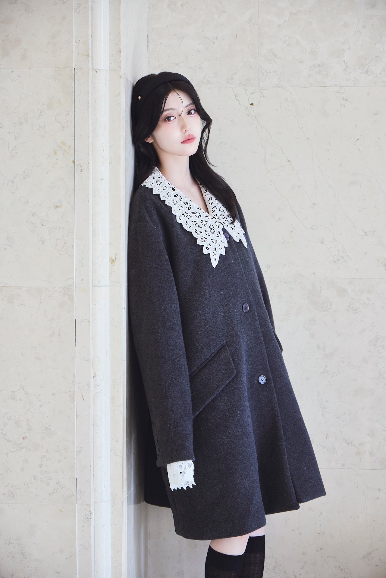 モデル身長：157cm 【アウター】カラー：grey サイズ：MM