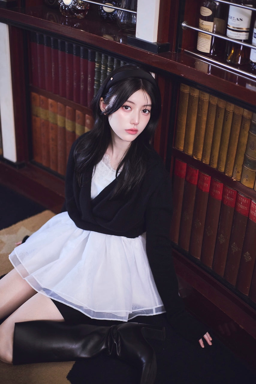 モデル身長：157cm 【トップス】カラー：black × white 【ボトムス】カラー：black サイズ：MM
