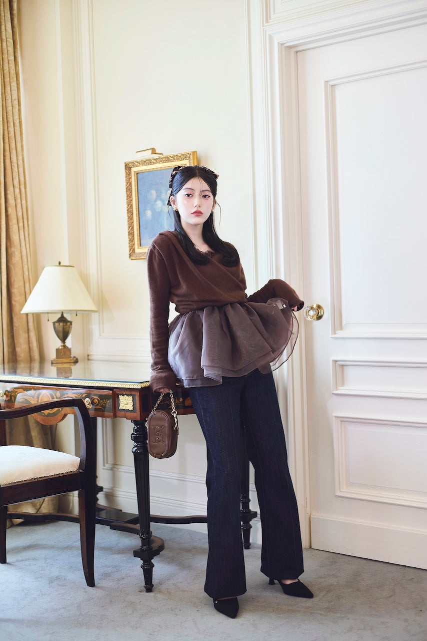モデル身長：157cm 【トップス】カラー：brown × brown