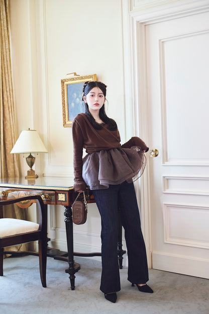 モデル身長：157cm 【トップス】カラー：brown × brown