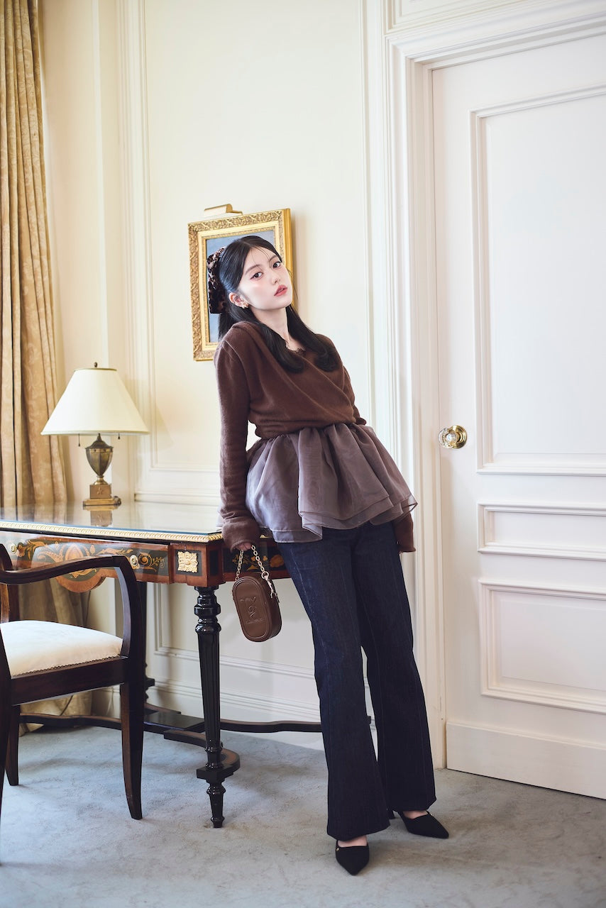 モデル身長：157cm 【トップス】カラー：brown × brown