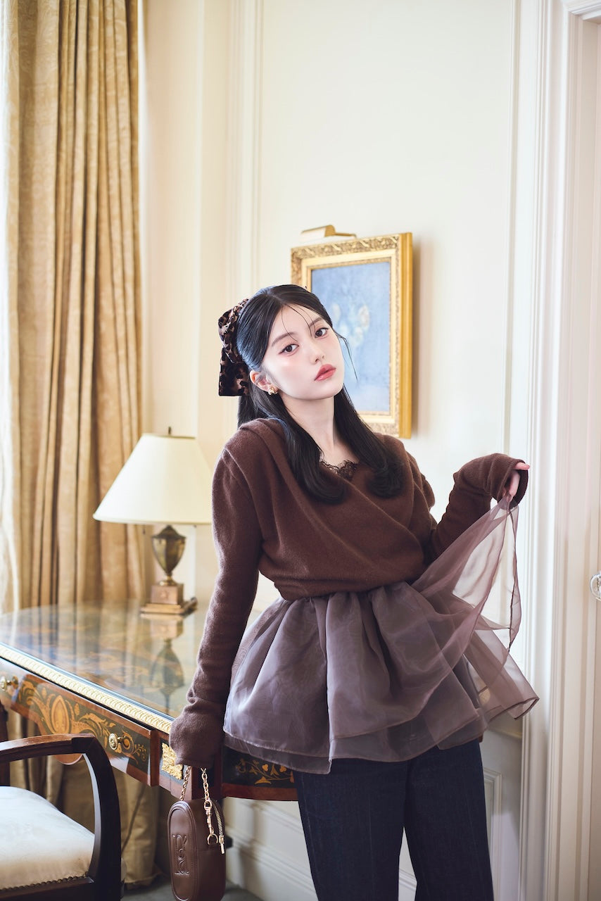 モデル身長：157cm 【トップス】カラー：brown × brown
