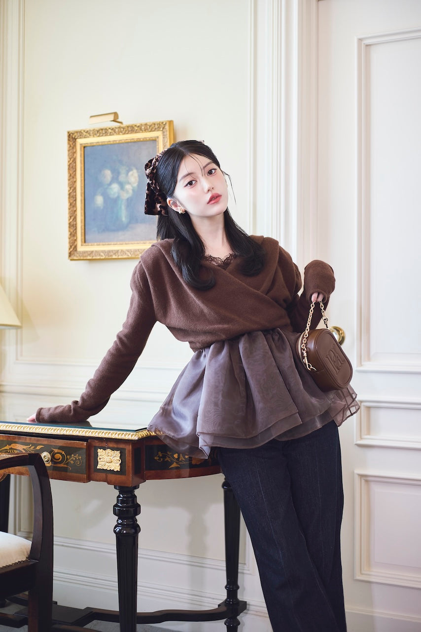 モデル身長：157cm 【トップス】カラー：brown × brown