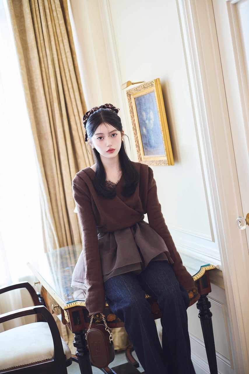 モデル身長：157cm 【トップス】カラー：brown × brown