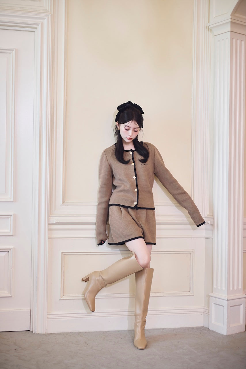 モデル身長：157cm 【トップス】カラー：mocha 【ボトム】カラー：mocha