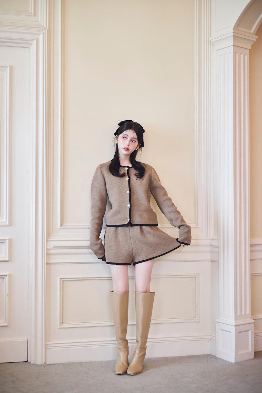 モデル身長：157cm 【トップス】カラー：mocha 【ボトム】カラー：mocha
