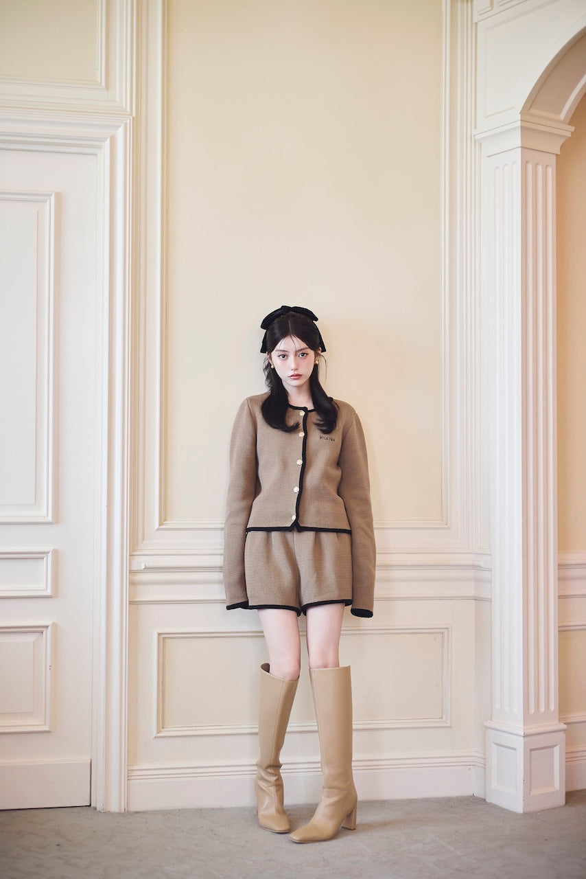 モデル身長：157cm 【トップス】カラー：mocha 【ボトム】カラー：mocha