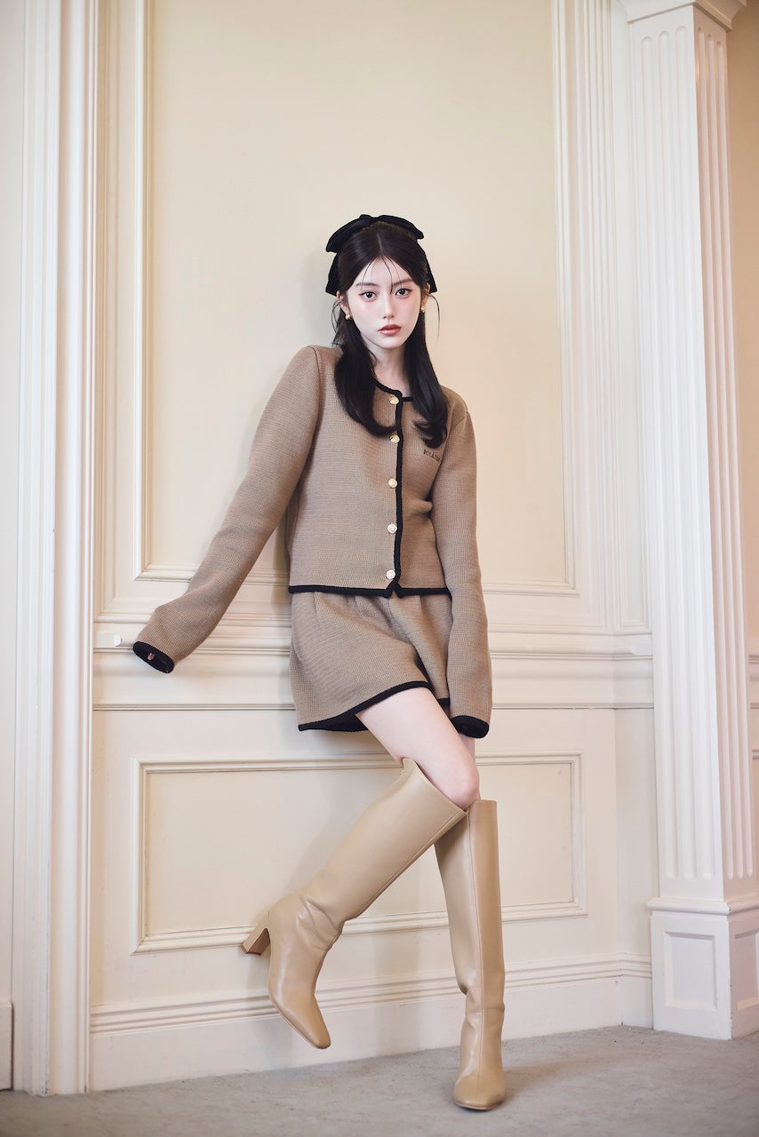 モデル身長：157cm 【トップス】カラー：mocha 【ボトム】カラー：mocha