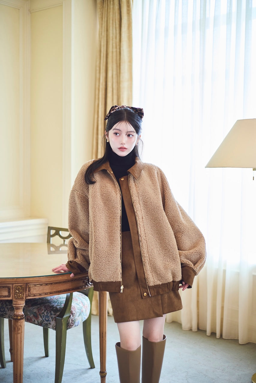 モデル身長：157cm 【アウター】カラー：camel 【トップス】カラー：black 【ボトムス】カラー：camel サイズ：MM