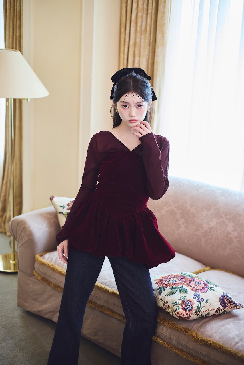 モデル身長：157cm サイズ：FREE カラー：red