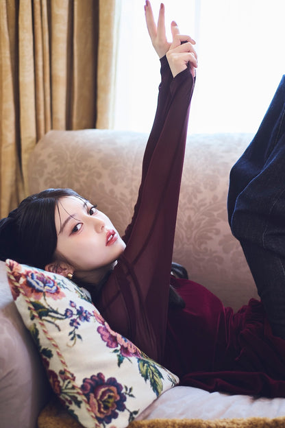 モデル身長：157cm サイズ：FREE カラー：red