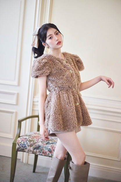 モデル身長：157cm 【トップス】カラー：mocha 【ボトムス】カラー：beige サイズ：MM