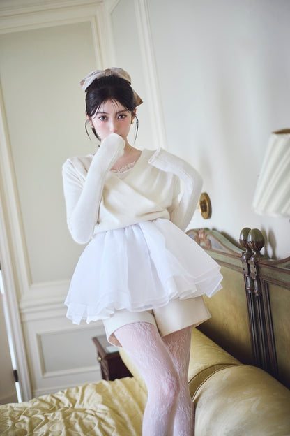 モデル身長：157cm 【トップス】カラー：white × white 【ボトムス】カラー：off white サイズ：MM