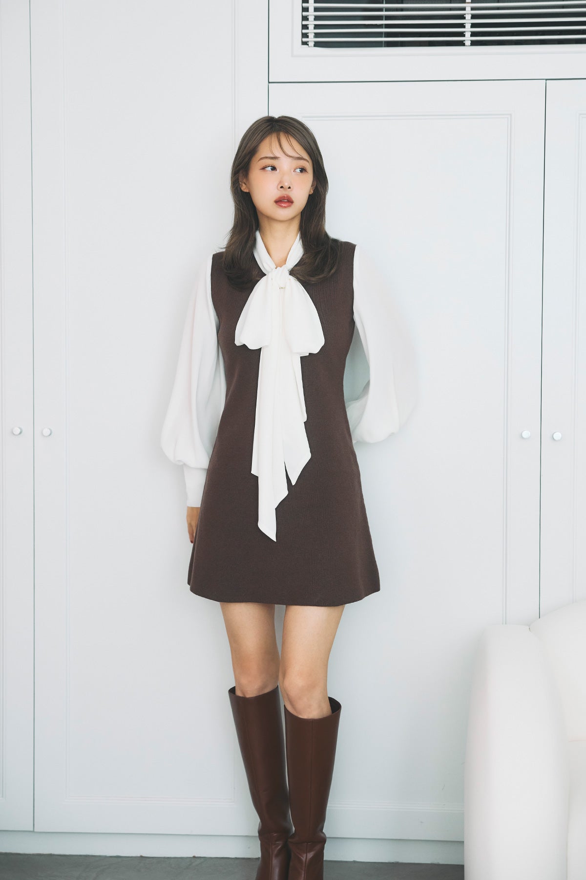 モデル身長：172cm サイズ：FREE カラー：brown