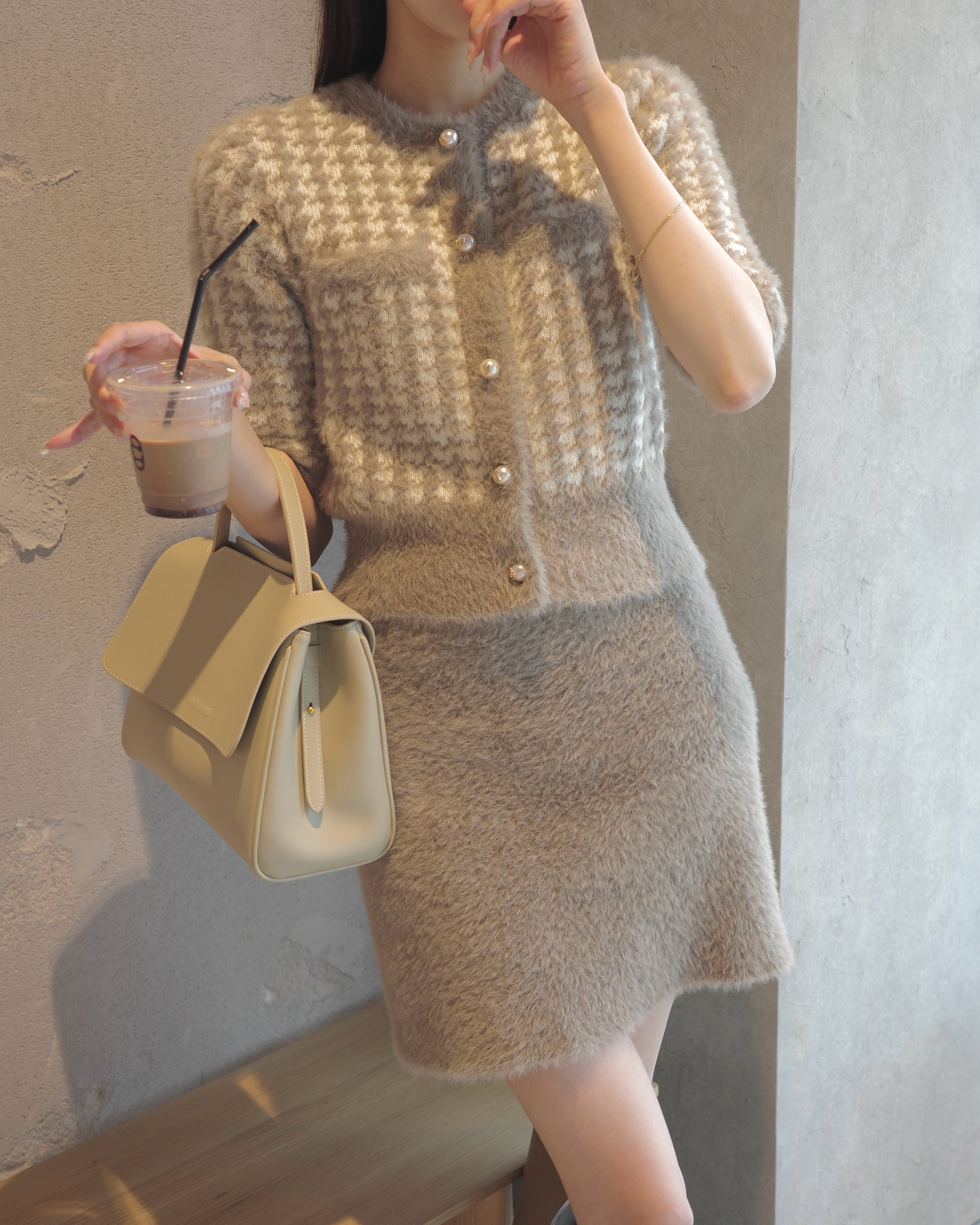 ロゴパールハウンドトゥースニットセットアップ – poláura OFFICIAL