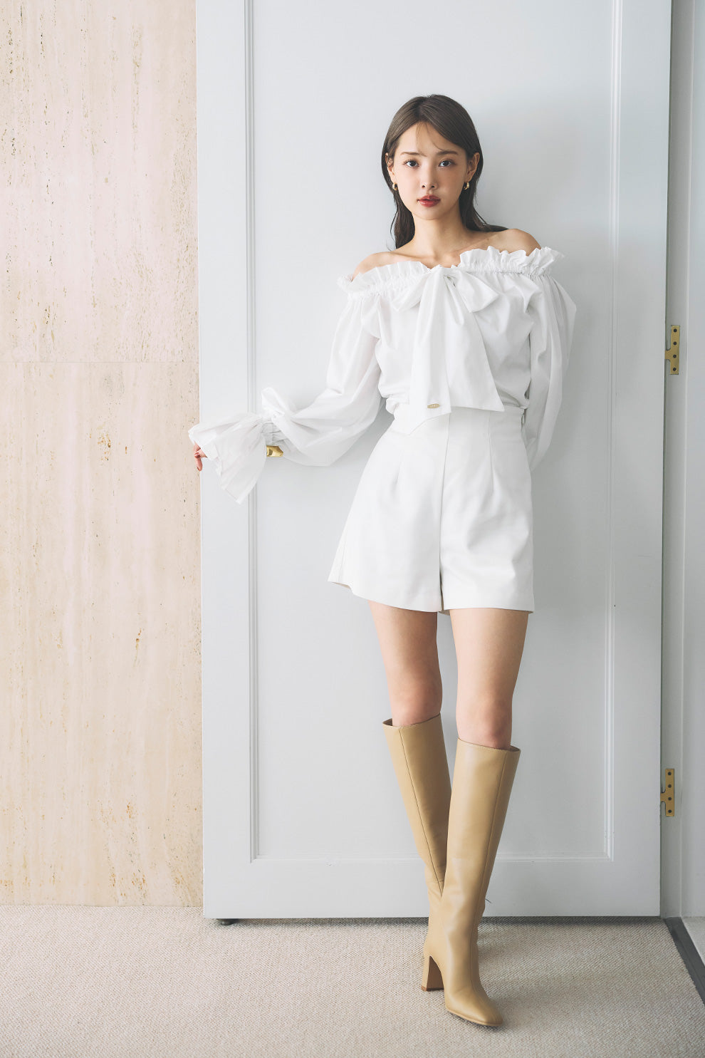 モデル身長：172cm サイズ：FREE  カラー：white