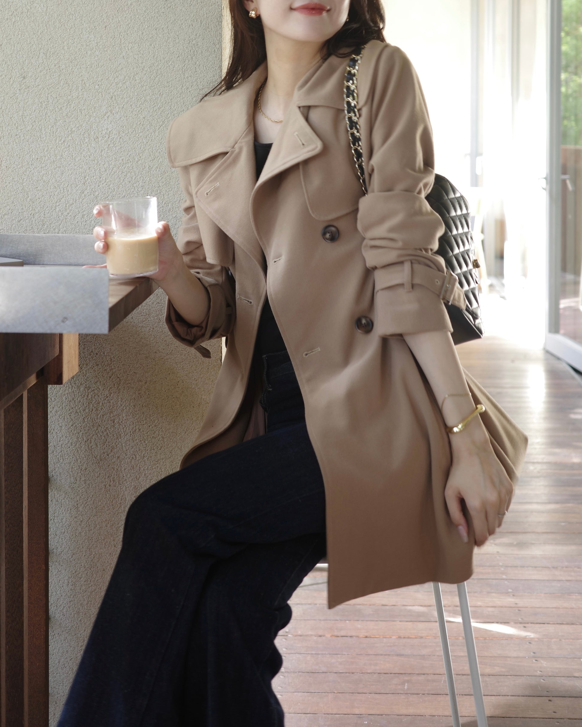 モデル身長：171cm サイズ：FREE カラー：beige