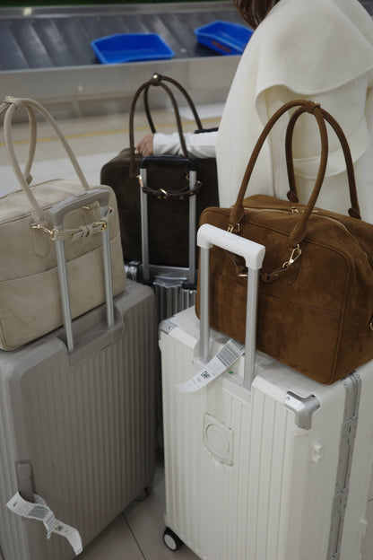 スウェードトラベルボストンバッグ