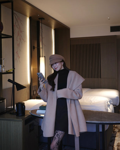 ショールカラーウールミドルコート