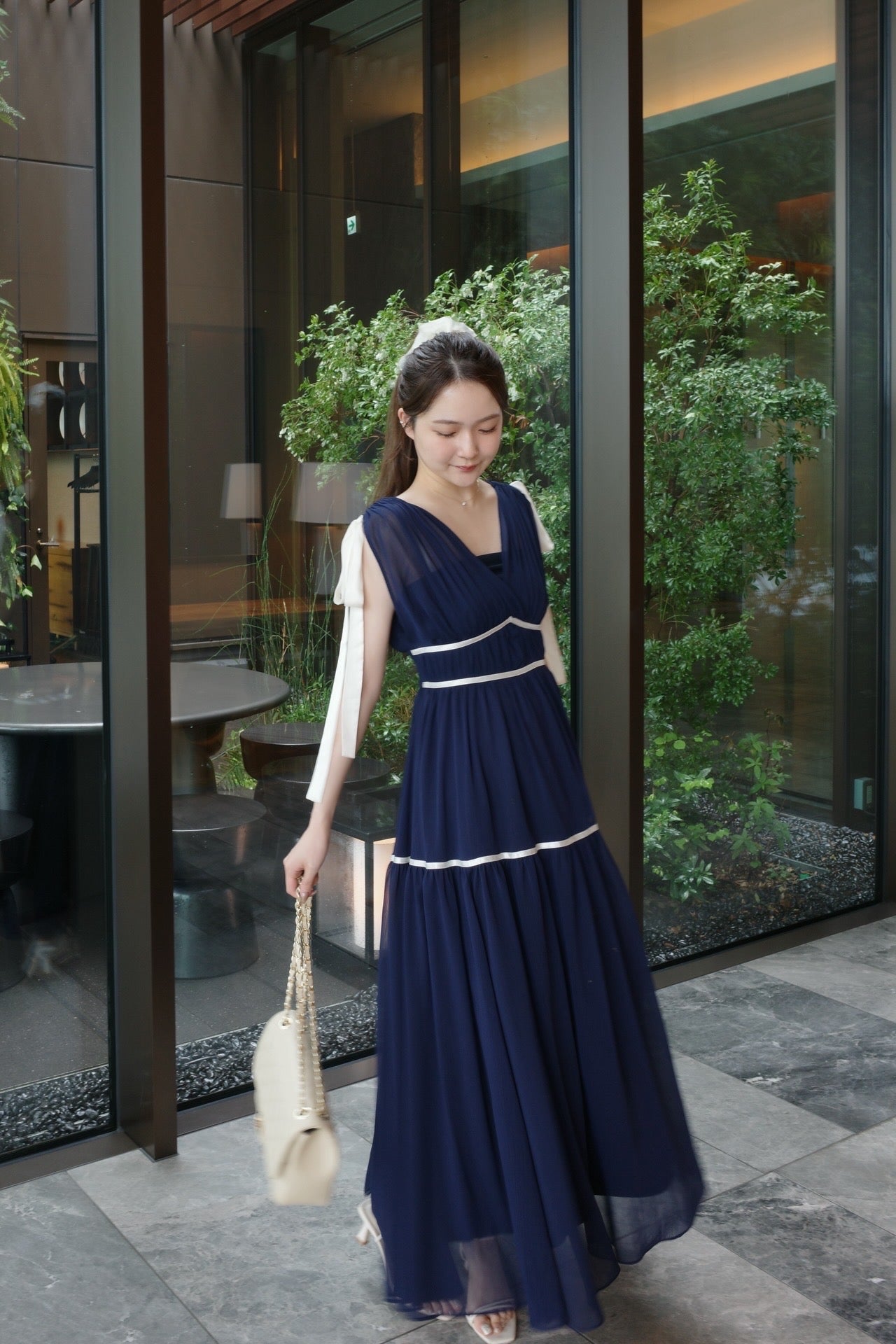 ポローラ poláura ショルダーリボンシフォンワンピース ショルダーリボンシフォンワンピース – poláura OFFICIAL ONLINE STORE