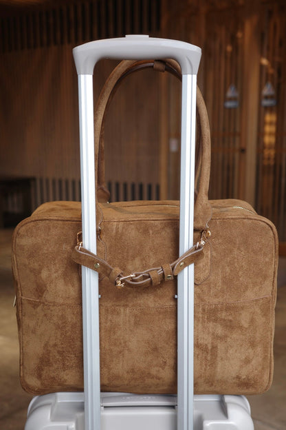 スウェードトラベルボストンバッグ