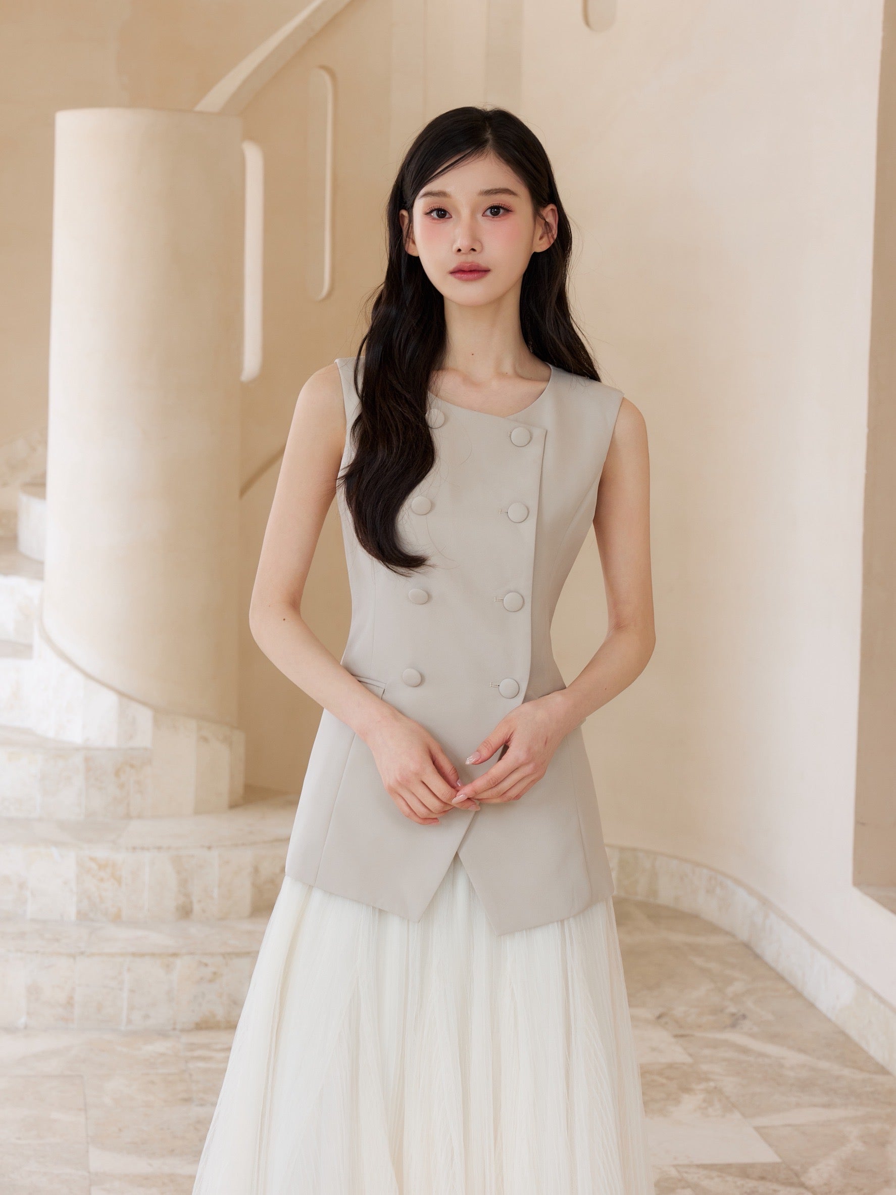 着用モデル：166cm カラー：light grey