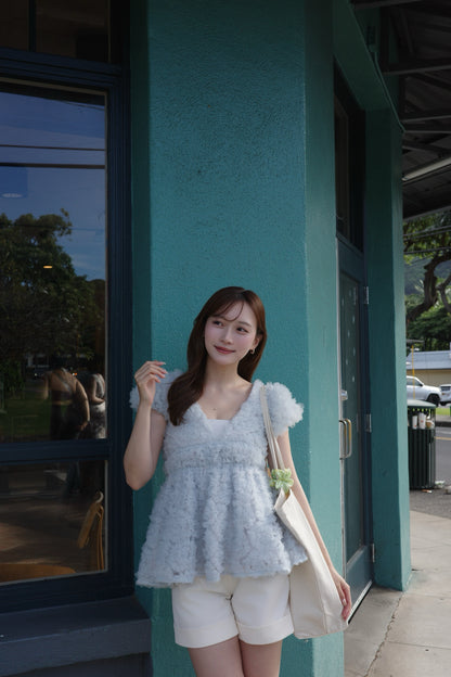 フラワーぺプラムバックリボンチュニック