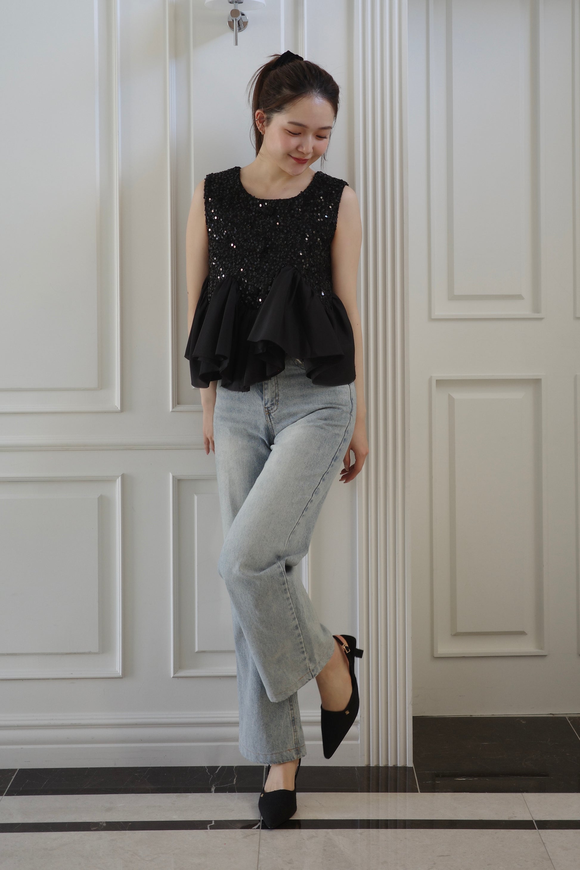 モデル身長：167cm トップスカラー：black