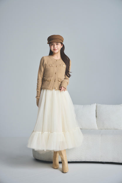 モデル身長：167cm 【トップス】カラー：camel 【ボトムス】カラー：off white サイズ：SS 【アクセサリー】カラー：camel
