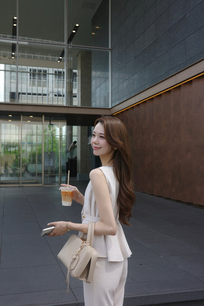着用モデル：171cm【トップス】カラー：pale pink 【ボトムス】カラー：pale pink サイズ：MM【バッグ】カラー：beige
