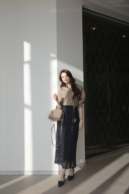 着用モデル：171cm 【ボトムス】カラー：navy サイズ：MM【バッグ】カラー：taupe