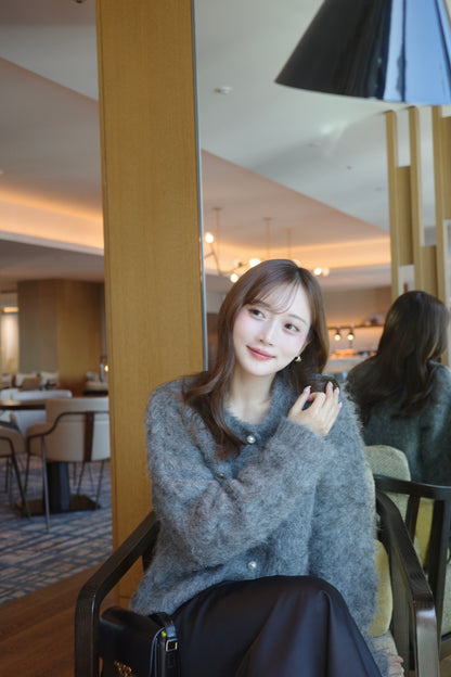 パールボタンアルパカカーディガン