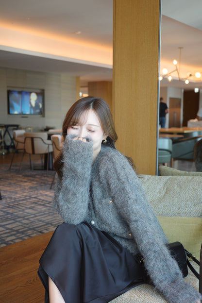 パールボタンアルパカカーディガン