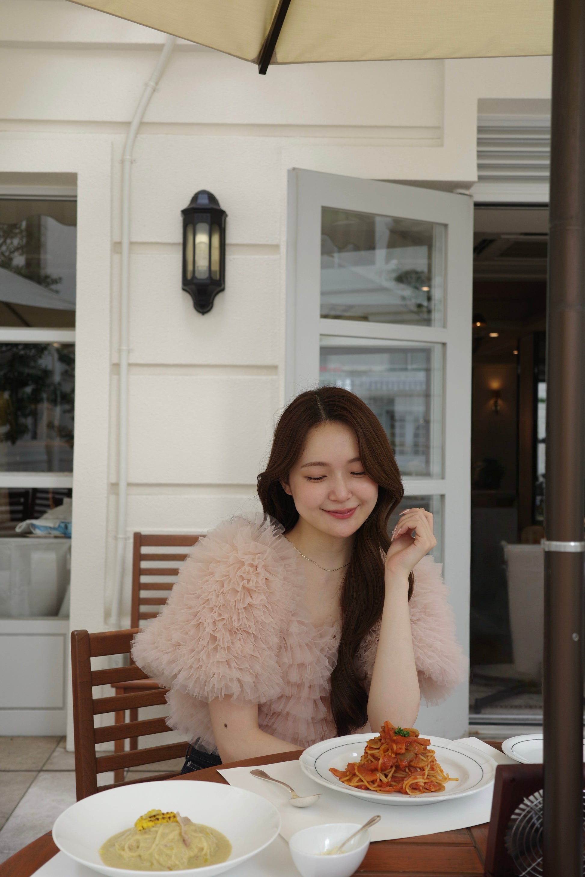 着用モデル：167cm カラー：pink beige