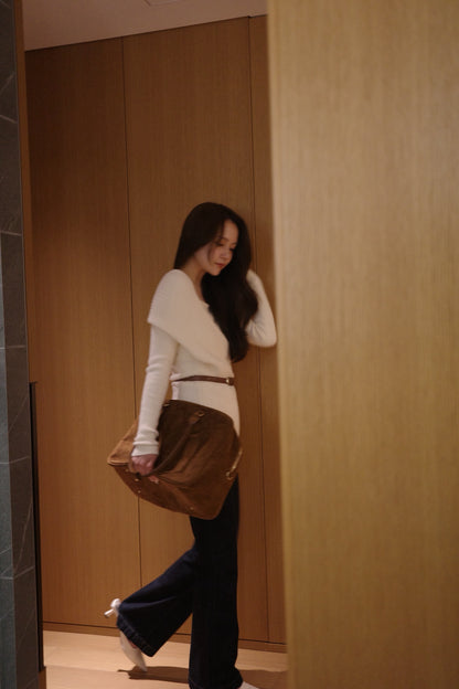 ベルトセットカシュクールオフショルダーニット