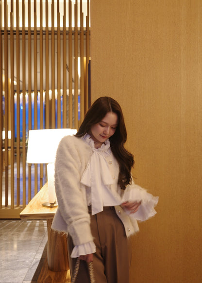 パールボタンアルパカカーディガン