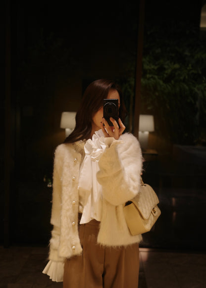 パールボタンアルパカカーディガン