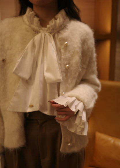 パールボタンアルパカカーディガン