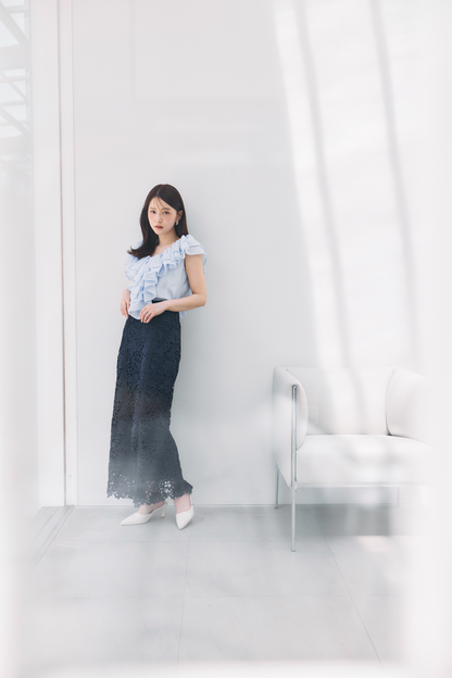 着用モデル：160cm サイズ：ボトムスMM カラー：navy