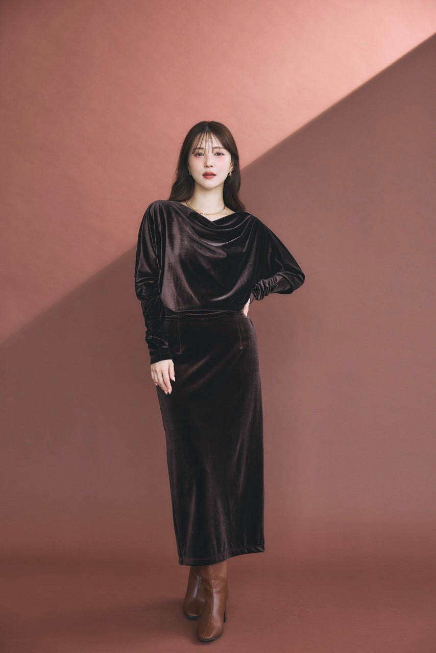 ベロ グロッシーベロアドレープドレス – poláura OFFICIAL ONLINE STORE
