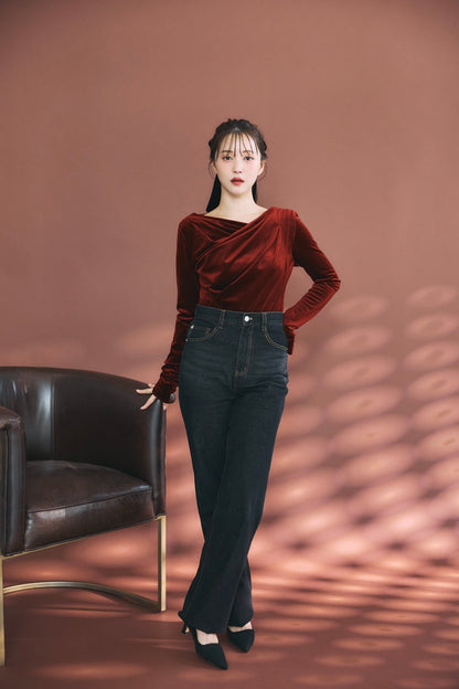 グロッシーベロアドレープトップス