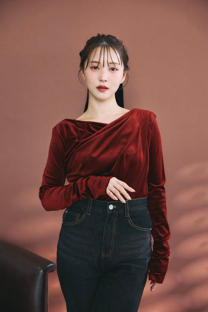 グロッシーベロアドレープトップス